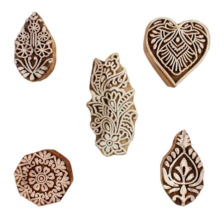 Set of 5 Piece New Mix Wooden Printing Blocks